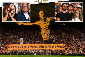 狼队英超首轮举行活动纪念若塔 若塔父母和妻子、鲁本-内维斯出席