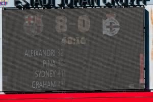 太残暴😱巴萨女足半场8-0领先拉科鲁尼亚 此前9轮狂进39球丢2球